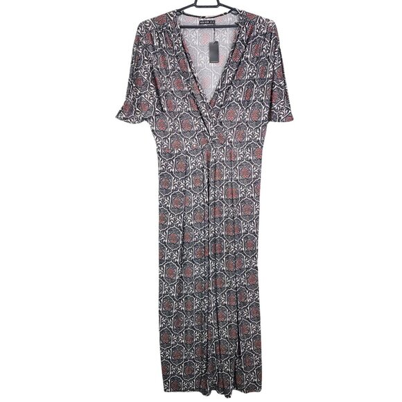Women's Koh Koh Maxi Dress V-Neck Short Sleeve Geometric Print Size XXXL - Picture 1 of 12